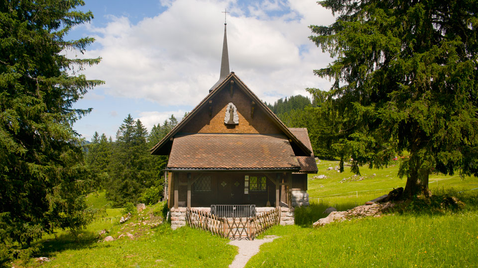 Holzegg, auberge de montagne, chapelle, vue extérieure