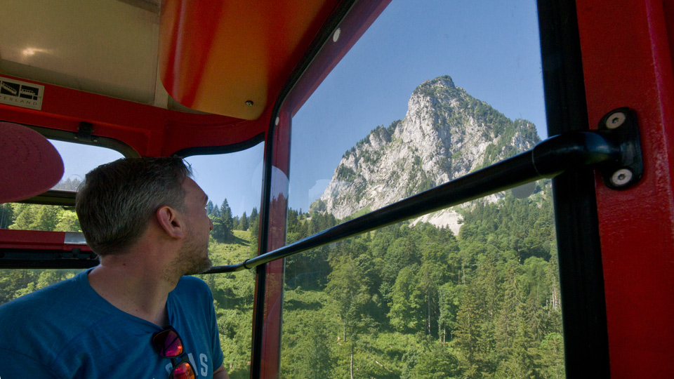 Holzegg, auberge de montagne, téléphérique, vue sur Mythen